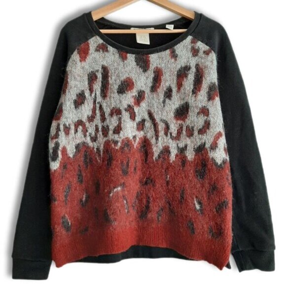 MAISON SCOTCH Sweater Fuzzy Mixed Media Crewneck & Sweatshirt Top Sz 6 / S Flaw - Picture 1 of 14